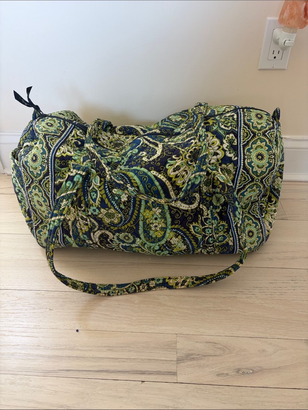 Vintage Vera Bradley Quilted Paisley large Travel Bag - Navy & Lime